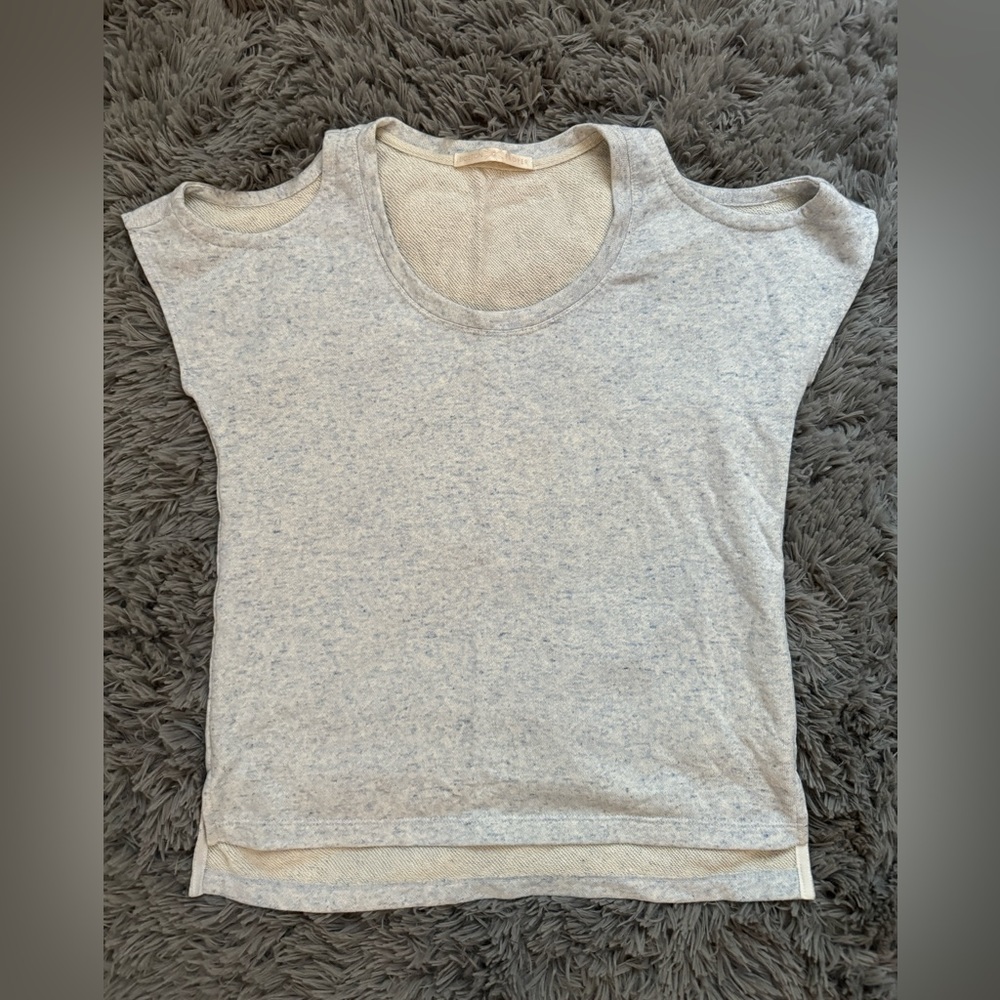 Boston Proper Jersey cold shoulder size S baby blue